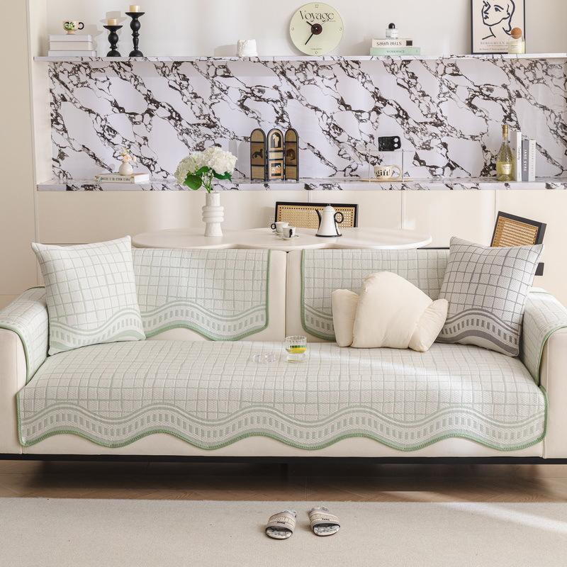 Ice Silk Special-Shaped Sofa Cushion Fixed Non-Slip Summer Leather Sofa Cushion Light Luxury High-Grade Cool Bean Cover Cloth Towel