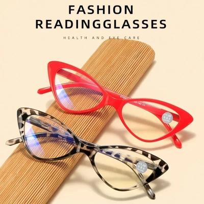 Modische Cateye Lesebrille Damen Blaulichtfilter Computer Alterssichtigkeit Brille Retro Klassisch Weitsichtigkeitsbrille Dioptrie
