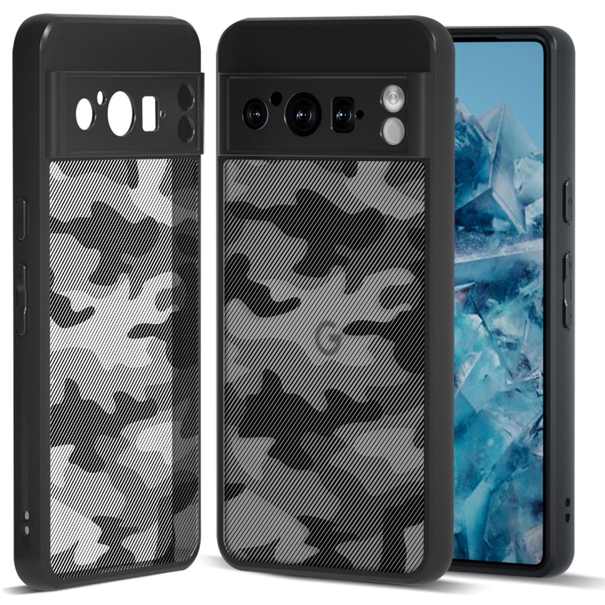 

IBMRS For Google Pixel 8 Pro Cover Shock Absorbing Secure Grip Phone Back Case Artistic Camouflage