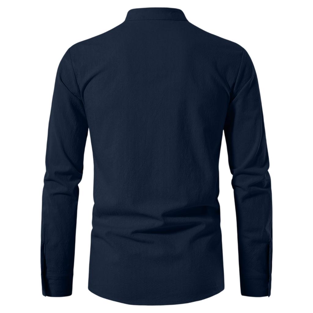 Men's Casual Hippie Style Drawstring Collar Long Sleeve Shirt Cotton Linen Blend Lightweight Comfortable Top for Everyday Wear