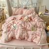 Korean Style Lace Skin-Friendly Double Layer Gauze Printed Bedding Set - Three or Four Pieces 