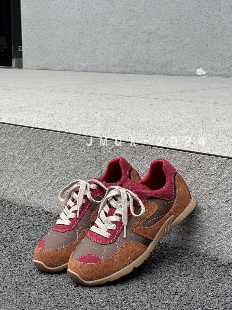 Leather version~ Blogger with the same fashionable color scheme retro German training shoes women's 2025 new casual flat sneakers