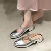 Silver retro premium thick heel bag head slippers women's summer wear 2025 new with skirt French cool slippers