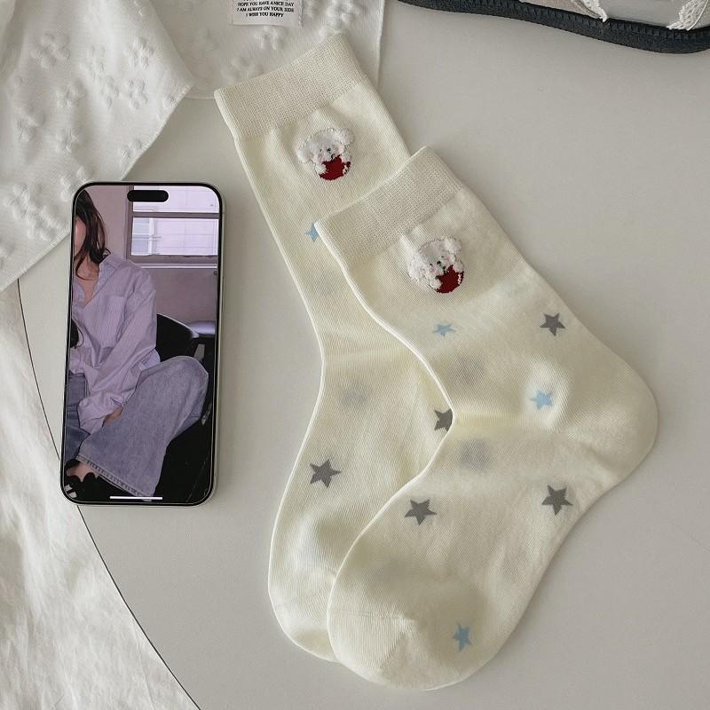 

Spring And Autumn Socks Style, Boneless Stockings, Puppy Dongdamen Socks, Girls Are Cute And Cartoon Gray One size fits all