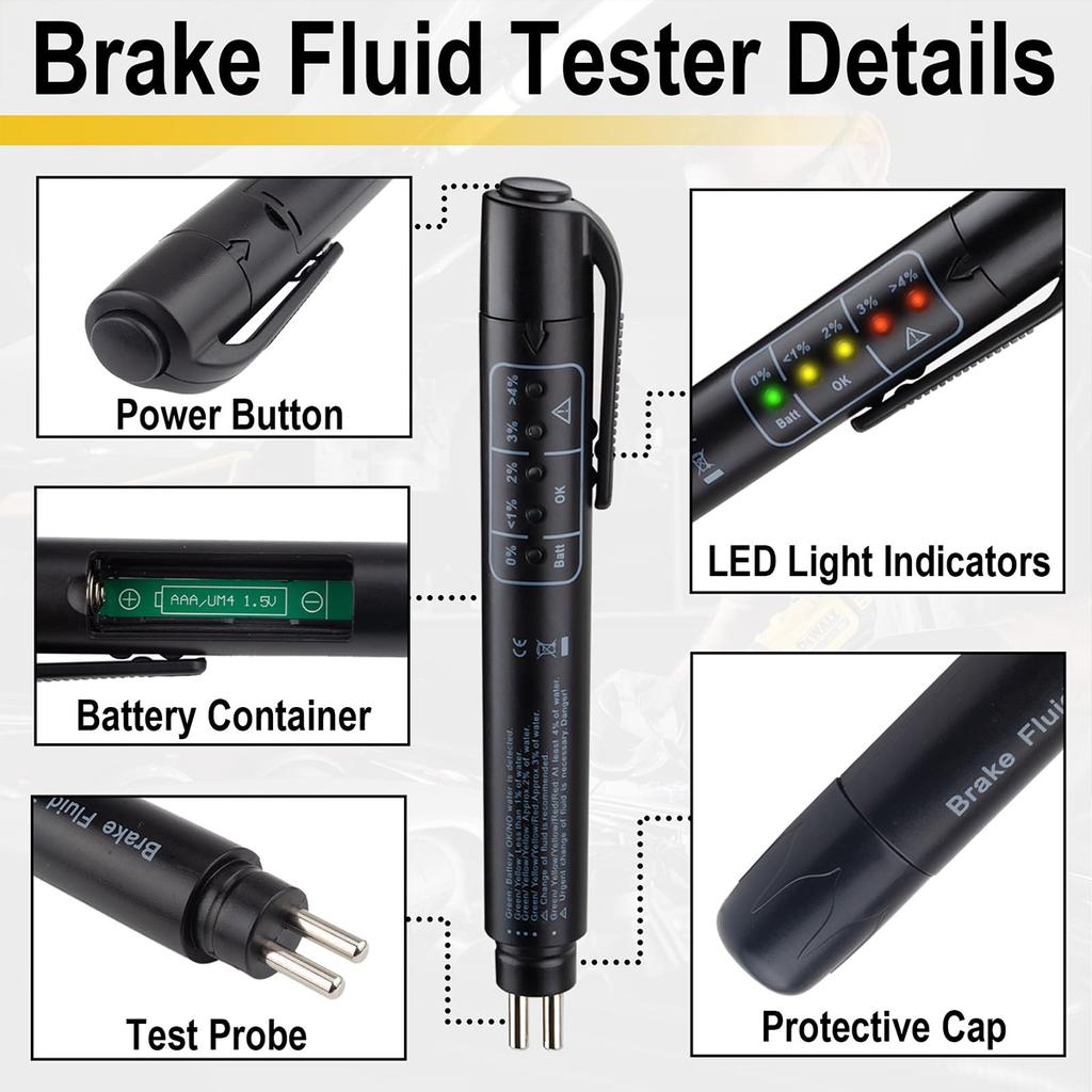 Brake Fluid Tester High Precision Test Tools Car Maintenance Lift Oil Drain Automotive Accessories Checking Tool Inspection Pen