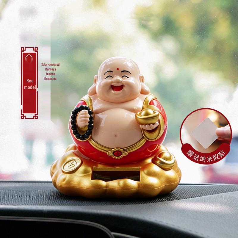 Solar-Powered God of Wealth Shaking Head Ornament - Creative Office Desktop Decoration for Wealth Attraction and Opening Ceremonies
