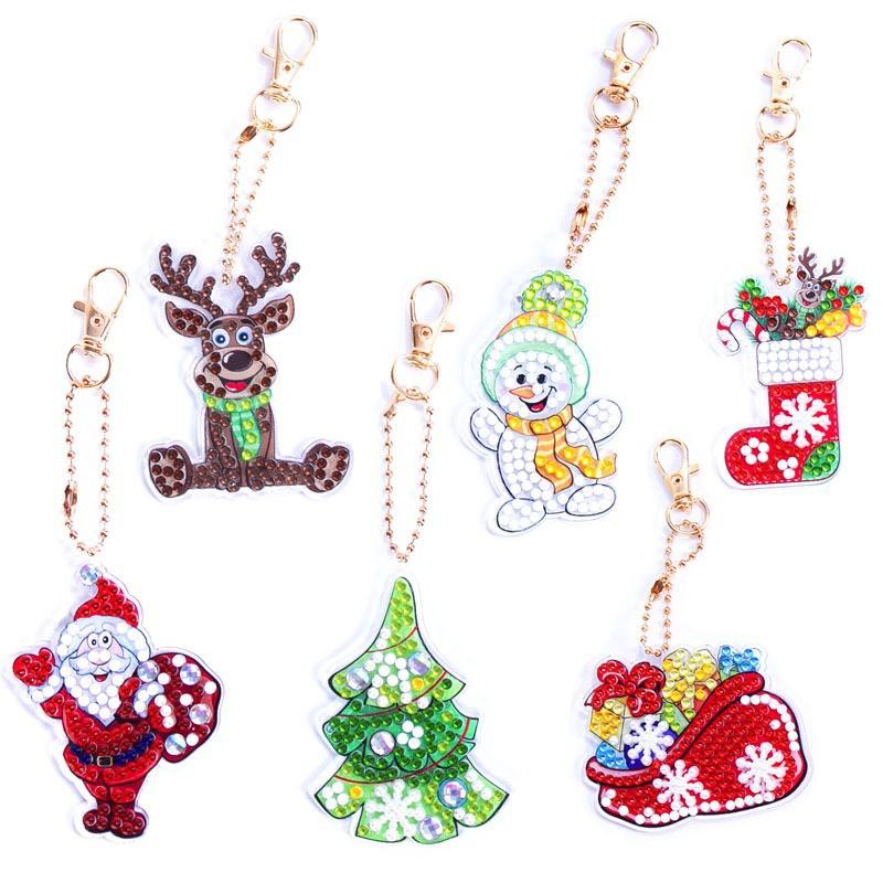 New Diy Diamond Painting Keychain Handmade Acrylic Pendant Jewelry Christmas Single-Sided Diamond Decoration Diamond Painting