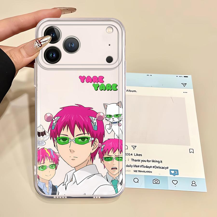 Cute Boy Saiki K-Kusuo Clear Cover Case for iPhone XR 7 8 SE 17 Air XS 16e 15 14 16 Plus 13 12 11 Pro Max