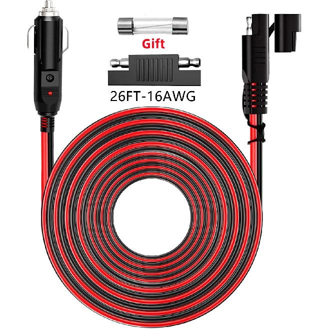 12V 24V Car Cigarette Lighter Extension Cable 1.5/4/8M Socket Plug 15A/20A Car Shunt Charger Power Extension Cable