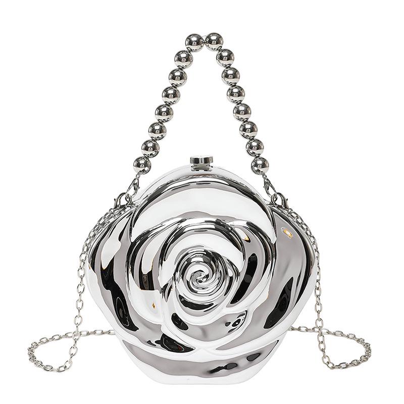 New Fashion Rose Evening Bag - European & American Stylish Box Bag with Coin & Lipstick Holder, Chain Crossbody.