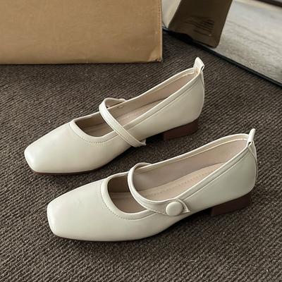 Dicker Absatz Französischer Einzelschuh Damen 2025 Neu Vielseitig Vintage Niedriger Absatz Schlichte Kleine Lederschuhe Zapatos De Mujer Pumps