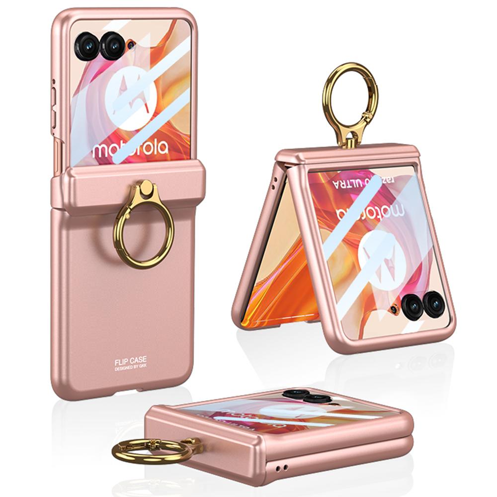 GKK For Motorola Razr 50 Ultra 5G Hard PC Kickstand Phone Case Magnetic Hinge Protection Cover with Small Screen Film