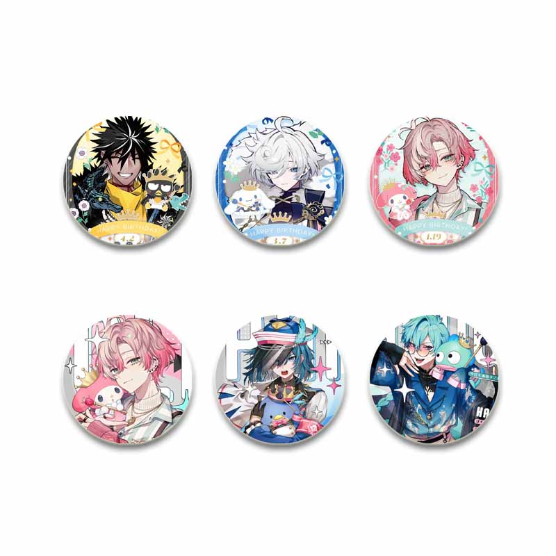 Cartoon Game Merold Kurode Hallritt Brooch Anime Fragaria Memories Lapel Pins Plastic Round Badge for Bag Hat Jewelry XMAS Gifts