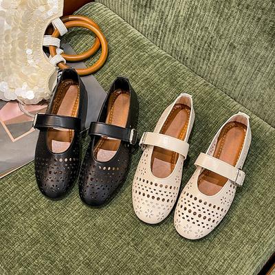 Fashion French Flat Single Shoes Women's Summer 2025 New Super Soft Wrapped Toe Sandals Cutout Breathable Mary Jane