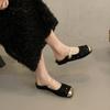 Fashion Female Shoes Slippers Flat Mules For Women 2025 Shallow Slides Cover Toe New Mary Janes Bling Mules For Women 2025 Female Shoes