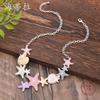 Peinture couleur huile mignon collier étoile de mer ensemble boucles d'oreilles clous, petit collier étoile de mer polyvalent pour femmes