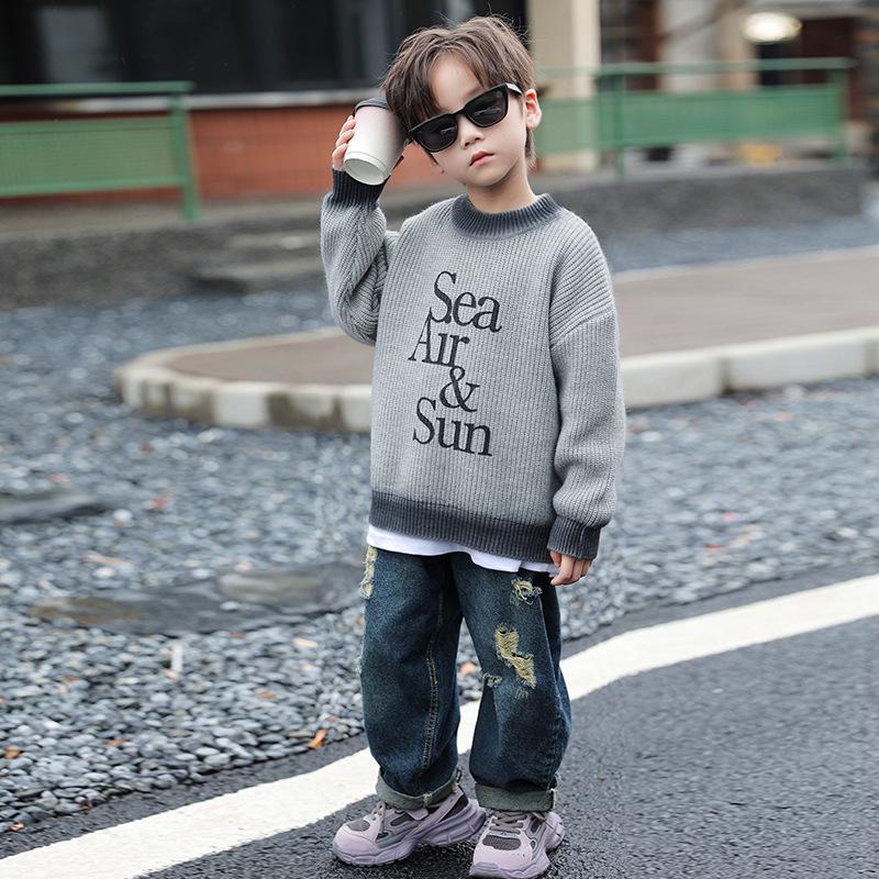 

Boys 2025 Winter Knitted Sweater - Stylish & Warm Base Layer for Kids 140 cm сірий