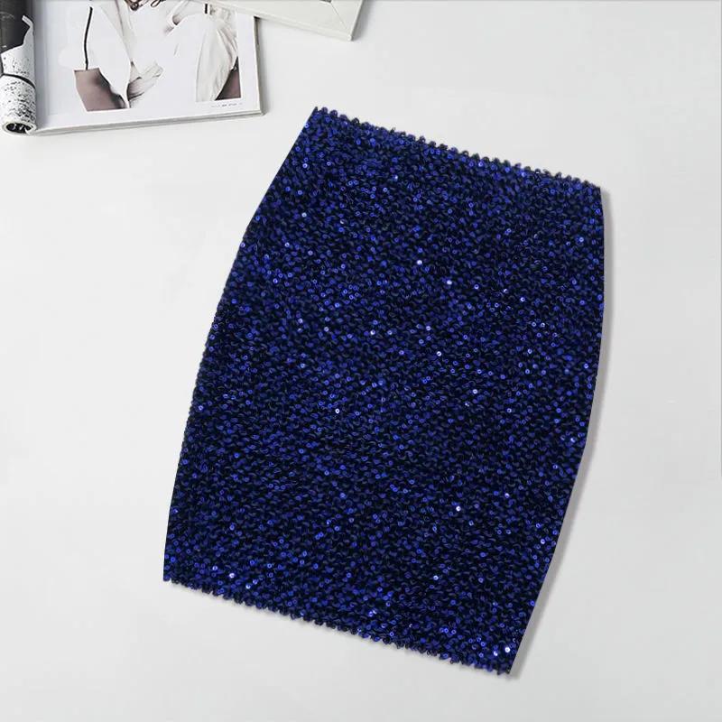 Women's Spring/Fall High-Waisted Stretch Fitted Shimmering Mini Skirt, Bodycon Skirt, Sequin Skirt