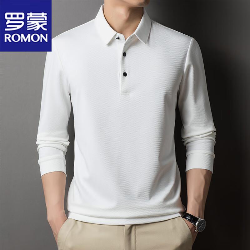 Romon Men's Casual Lapel Long Sleeve T-Shirt