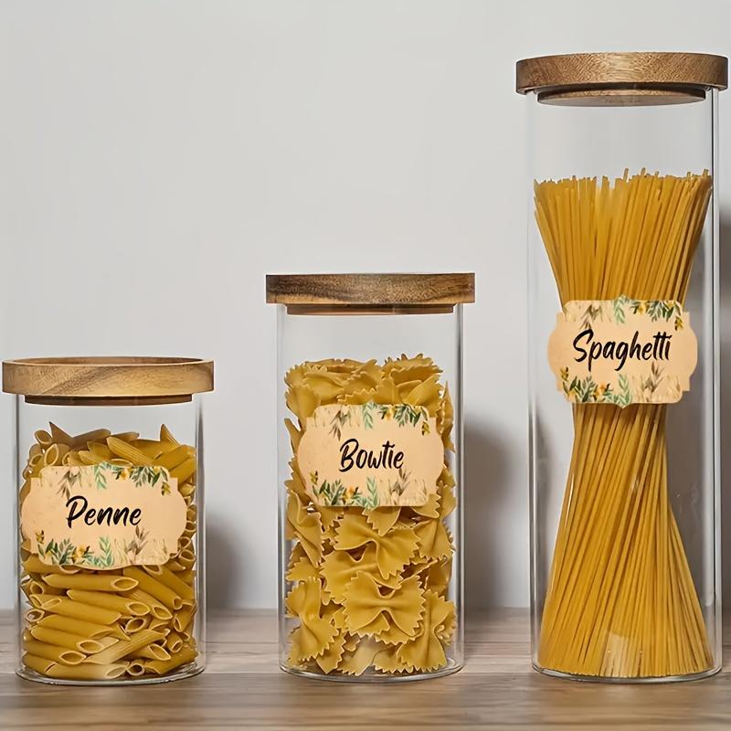 200/400pcs Roll of Kraft Paper Label Stickers Designed for Jars And Lids,Featuring Floral Designs,Pantry labels,Canning Supplies