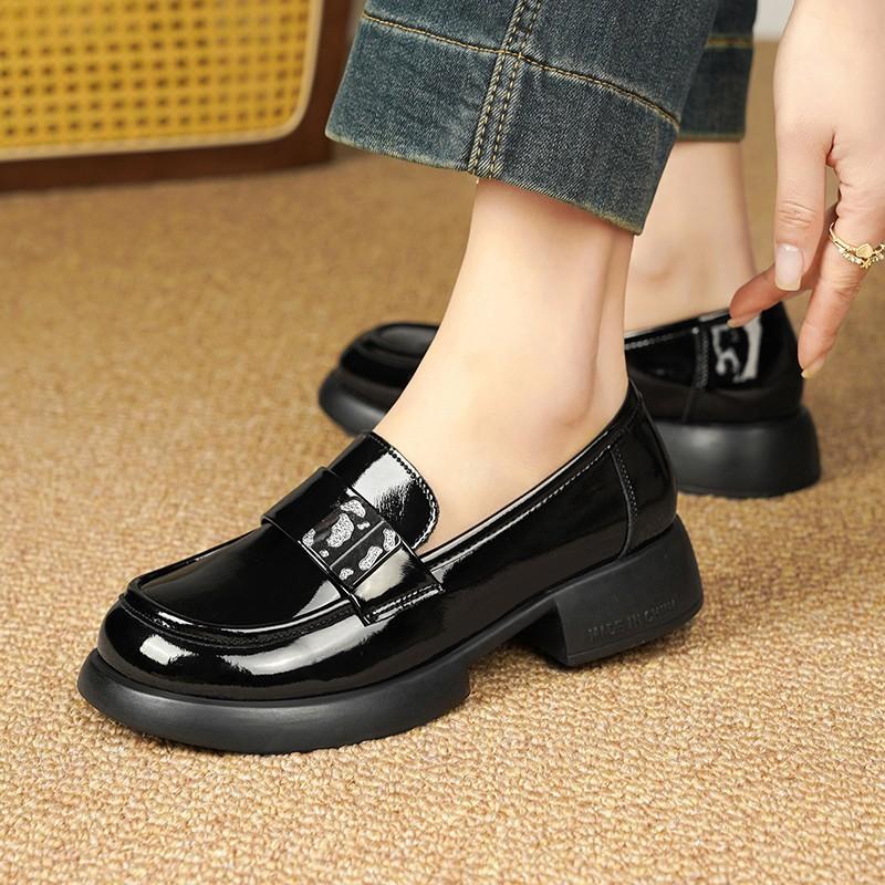 Fashion Retro Platform Heightening Loafers Womens Autumn New British Style Casual Small Leather Shoes Platform Comfortable Casual Shoes