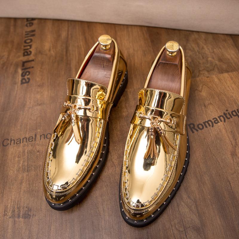 Men's Trendy Business Formal Leather Shoes - Large, Versatile, Breathable Pointed Toe with Bright Finish, Ideal for Weddings.