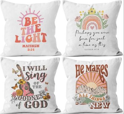 Home Decor Inspirational Christian-Printed Pillow Covers Pattern Cushion Cover Suitable For Sofa Bedroom Car Pillow Cover