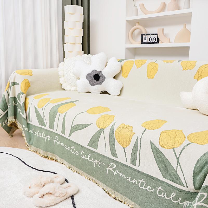 Chenille Sofa Towel Full Cover Cloth Four Seasons Universal High-End Tulip One-Piece All-Inclusive Sofa Cover Anti-Cat Scratch