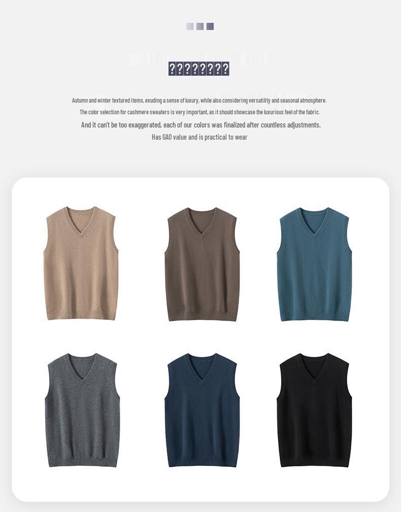 2025 Men's Cashmere V-Neck Sleeveless Loose Vest - Autumn/Winter Fashion Casual Top