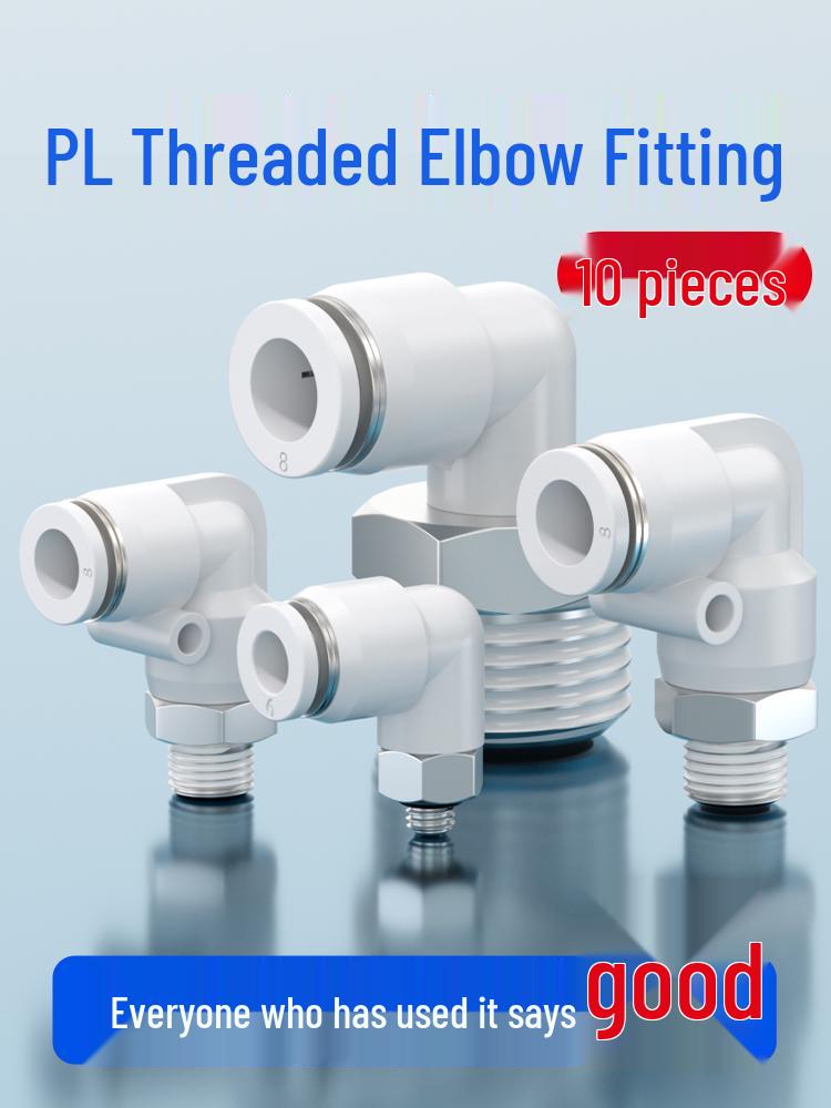 

Pneumatic Right Angle Elbow Cylinder Quick Connector (PL8-02, PL4-M5, PL6-01) White PL4-M5 (10 pcs)