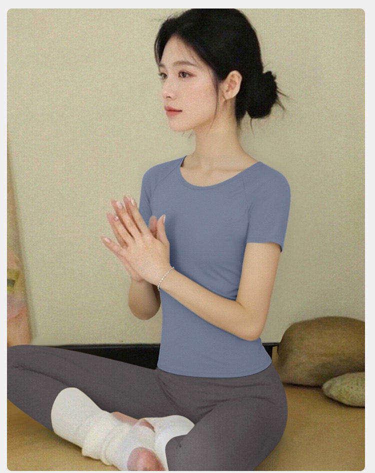 Women's Yoga Set: 2026 Slimming Short Sleeve Pilates Top