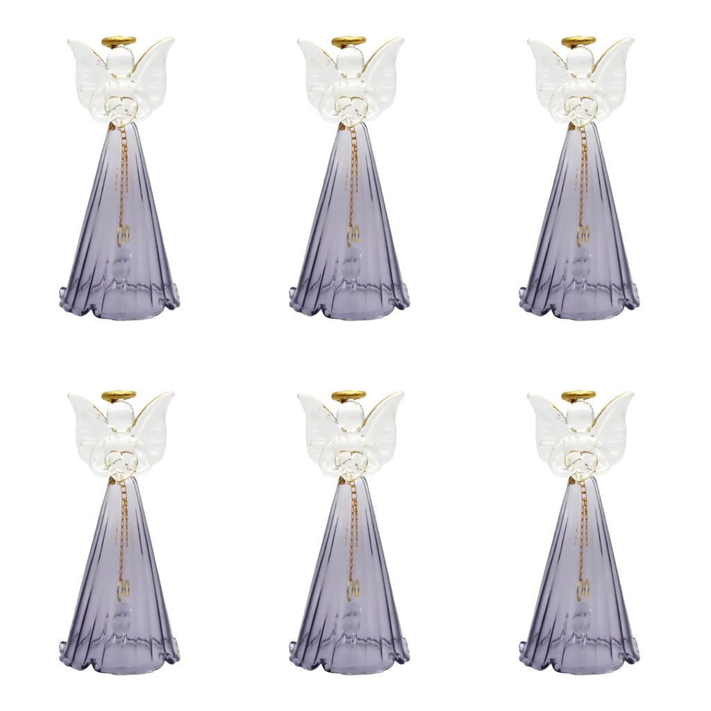 Fourcart Cute Handmade Glass Craft "Angel Bell" Blue x 6 Piece Set