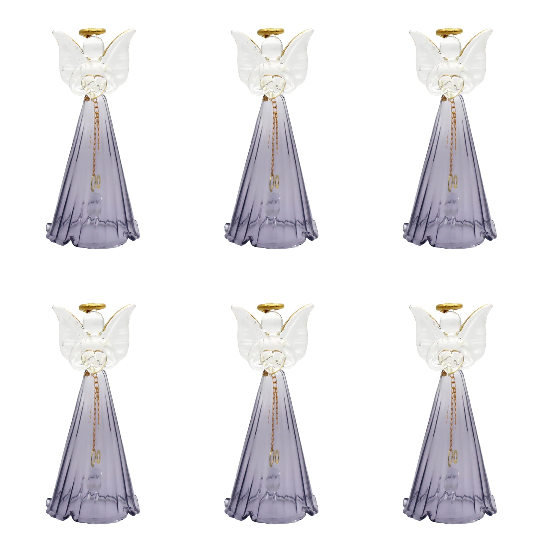 

Fourcart Cute Handmade Glass Craft Angel Bell Blue x 6 Piece Set