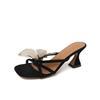 Designer Summers Open Toe Butterfly-knot Women Slippers Slip On Ladies Elegant Thick Heel Dress Slides
