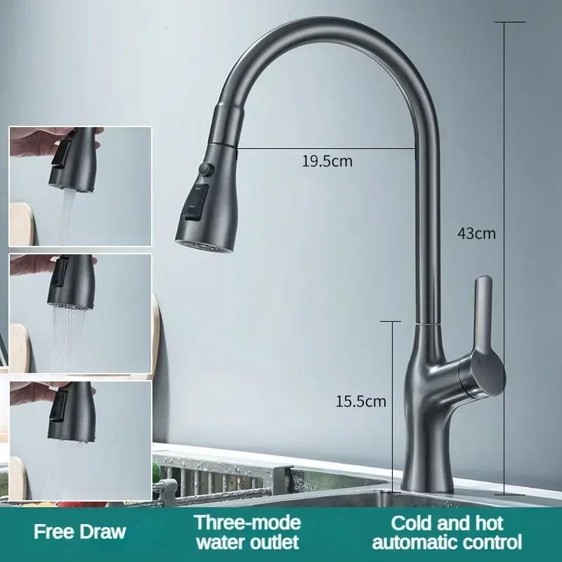 

Бытовой кухонный кран для мойки с выдвижным краном и смесителем для холодной воды Современный кухонный многофункциональный смеситель для душа Аксессуары для смесителей