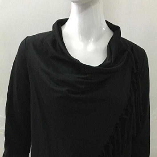 Women's Tassel Hem Shawl Cardigan Asymmetric Hem Pullover Poncho Coat Fringed Cowl Neck Wrap Cape Outerwear