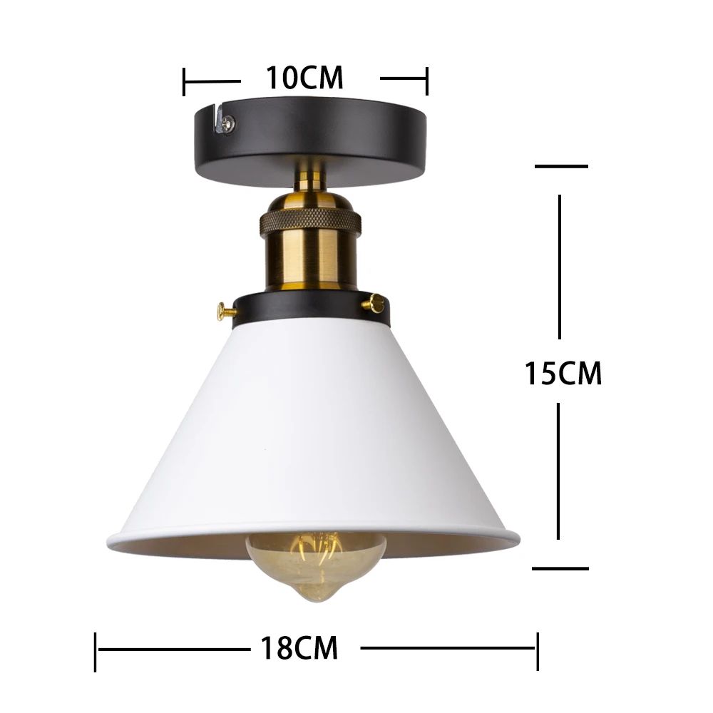 Vintage Rustic Semi Flush Mount Ceiling Light, Farmhouse Ceiling Light E27 Base Industrial Ceiling Lights for Hallway Stairway