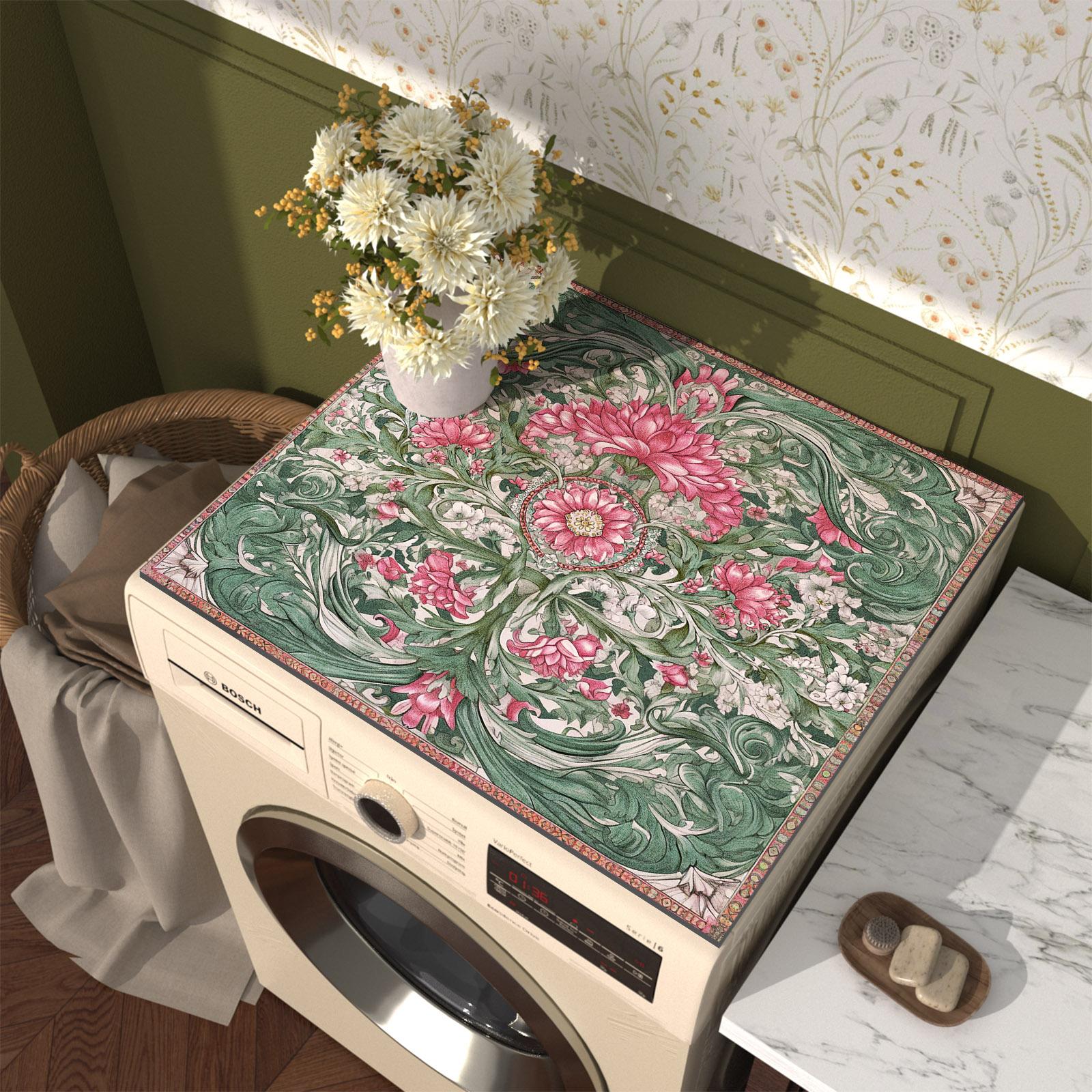 

Чехол-мат для стиральной машины с цветочным принтом, шкаф, защита от пыли для верхней части холодильника, дренажная подкладка, кухонный коврик для сушки посуды, чехол для микроволновой печи 50cmx60cm