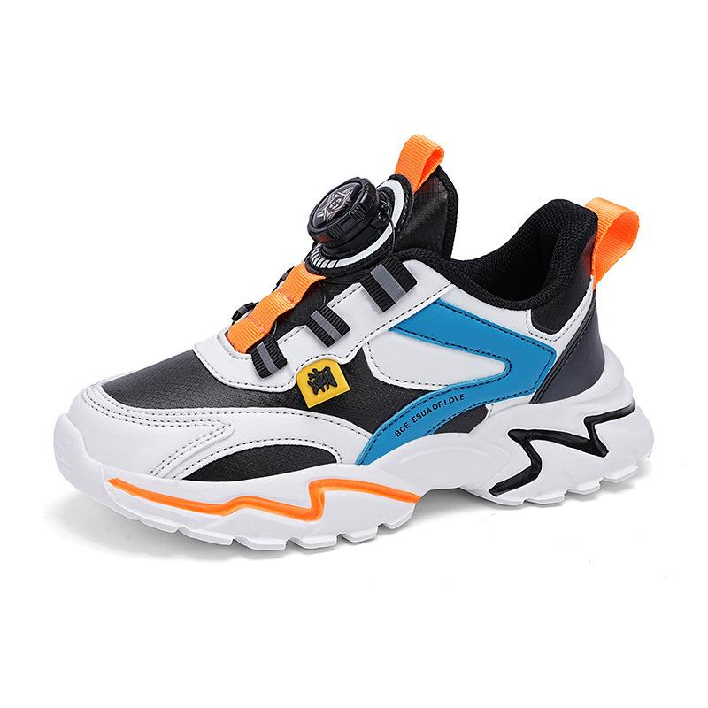 Children's breathable dad shoes autumn boys' shoes leather shoes new mesh sneakers button medium and older shoes