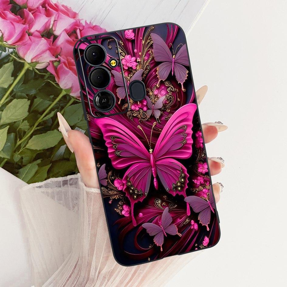 Case For Tecno Pop 6 Go Cover BE6j Popular Flowers Soft Black Silicone Shockproof Fundas For Tecno Pop 6 BE7 Pop6 Pro BE8 Bumper