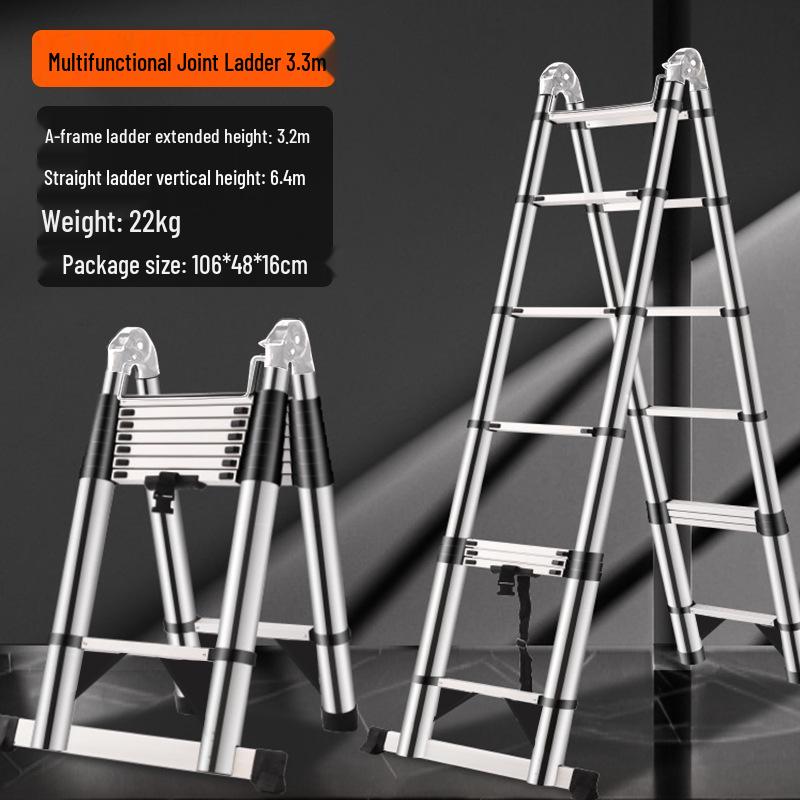 Multifunctional Stainless Steel Telescopic Ladder: A-Frame, Extension, Straight, Folding, Household/Engineering Use
