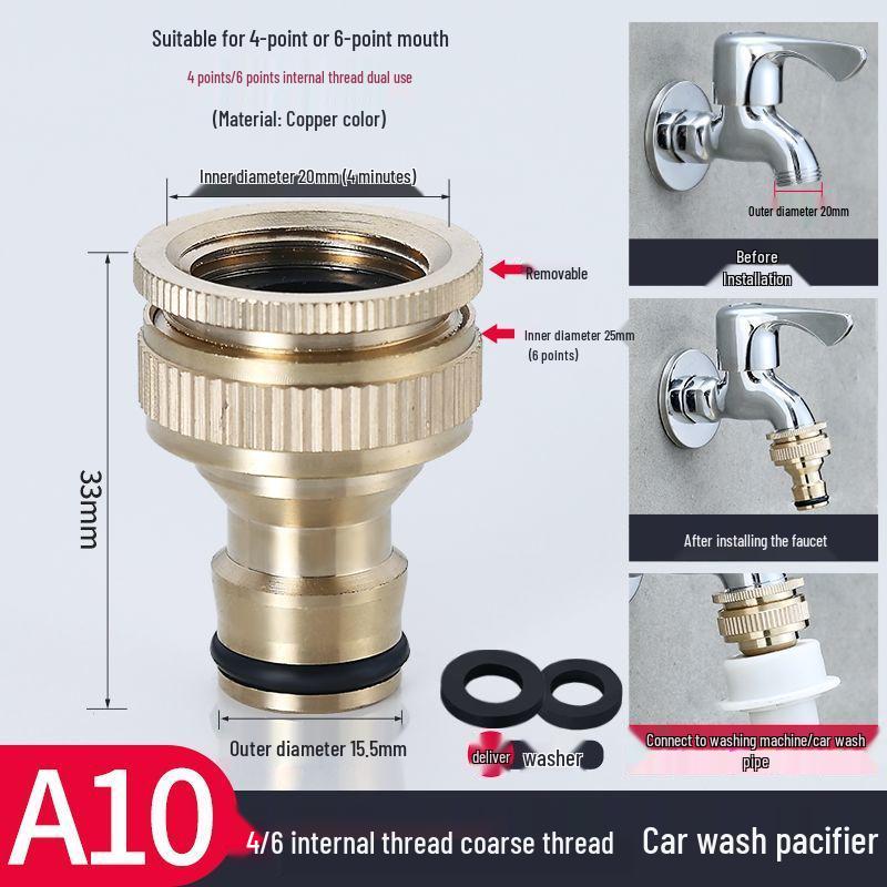 Adaptor robinet mașină de spălat din cupru – Convertor 4/6 puncte și accesoriu țeavă de admisie