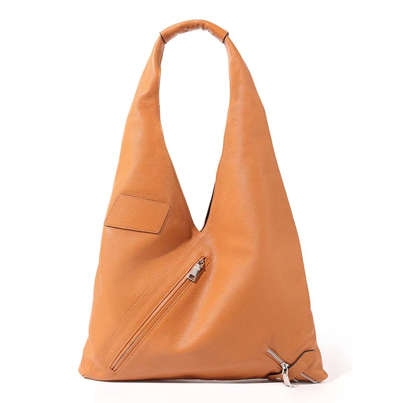 Женская сумка через плечо большой вместимости из натуральной коровьей кожи сумка-тоут магнитная застежка модная с множеством карманов подмышечная сумка 34x4x61CM оранжевый 9600₽