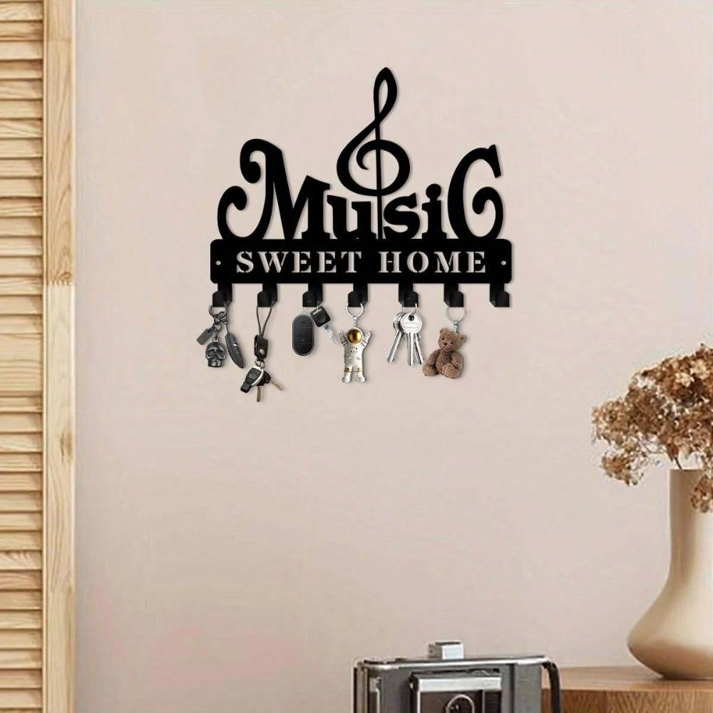 Bohemian Style Metal Key Hook 9.84 Inch Music Theme Wall Organizer for Clothing Hat Office Kitchen Bathroom Decor