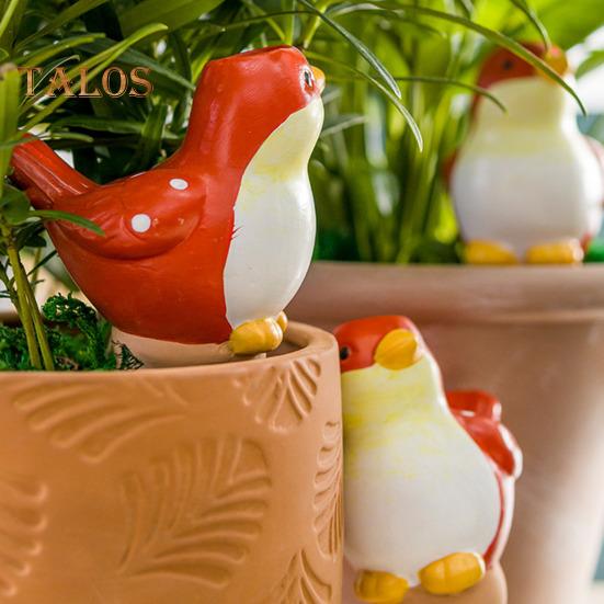 4 ks samozavlažovací hroty ve tvaru ptáka Terakotová hliněná rostlina zalévací koule Květináč Vložka do květináče Automatická zavlažovačka pro zahradní balkón