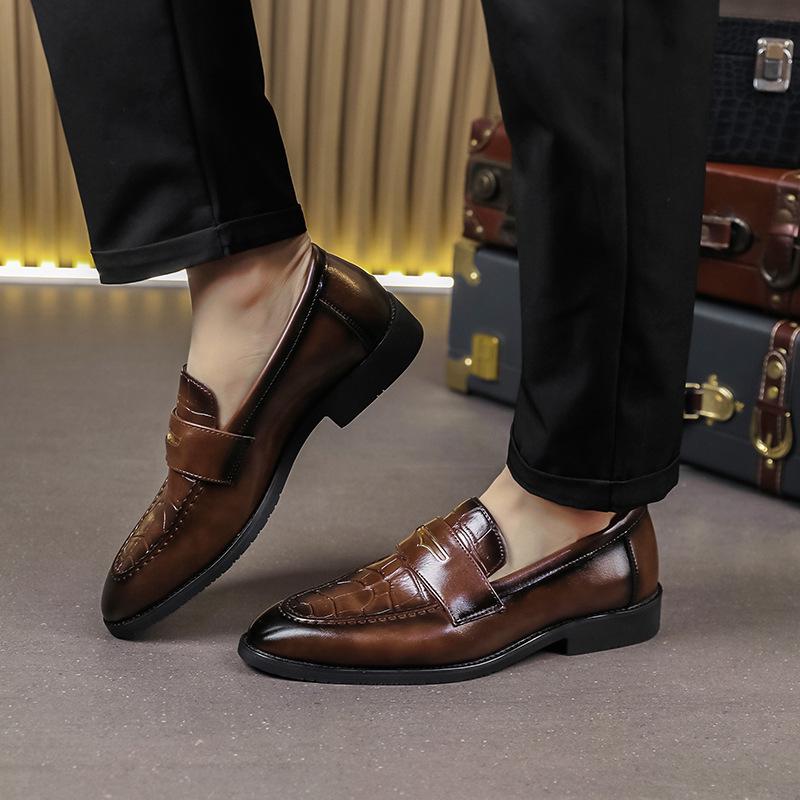 Men's British Style Leather Loafers - Breathable, Formal & Casual Slip-on Shoes