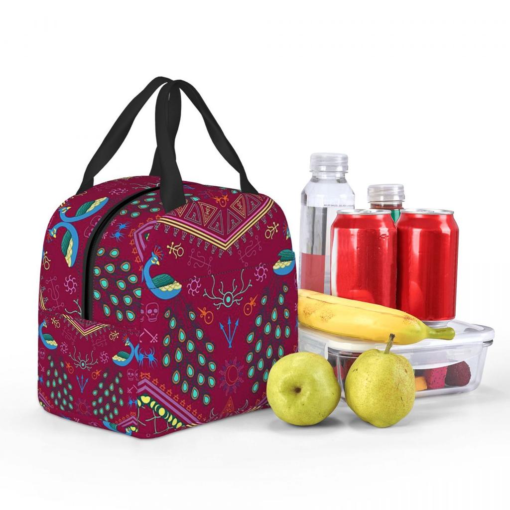 Mollymauk Tealeaf Inspired Print Insulated Lunch Bag for Women Office Cooler Thermal Food Box Tote Lunch Boxes Container