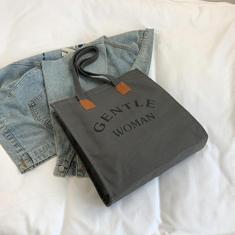 Large capacity canvas bag women's 2025 autumn and winter casual fashion shoulder bag alphabet commuter class tote bag