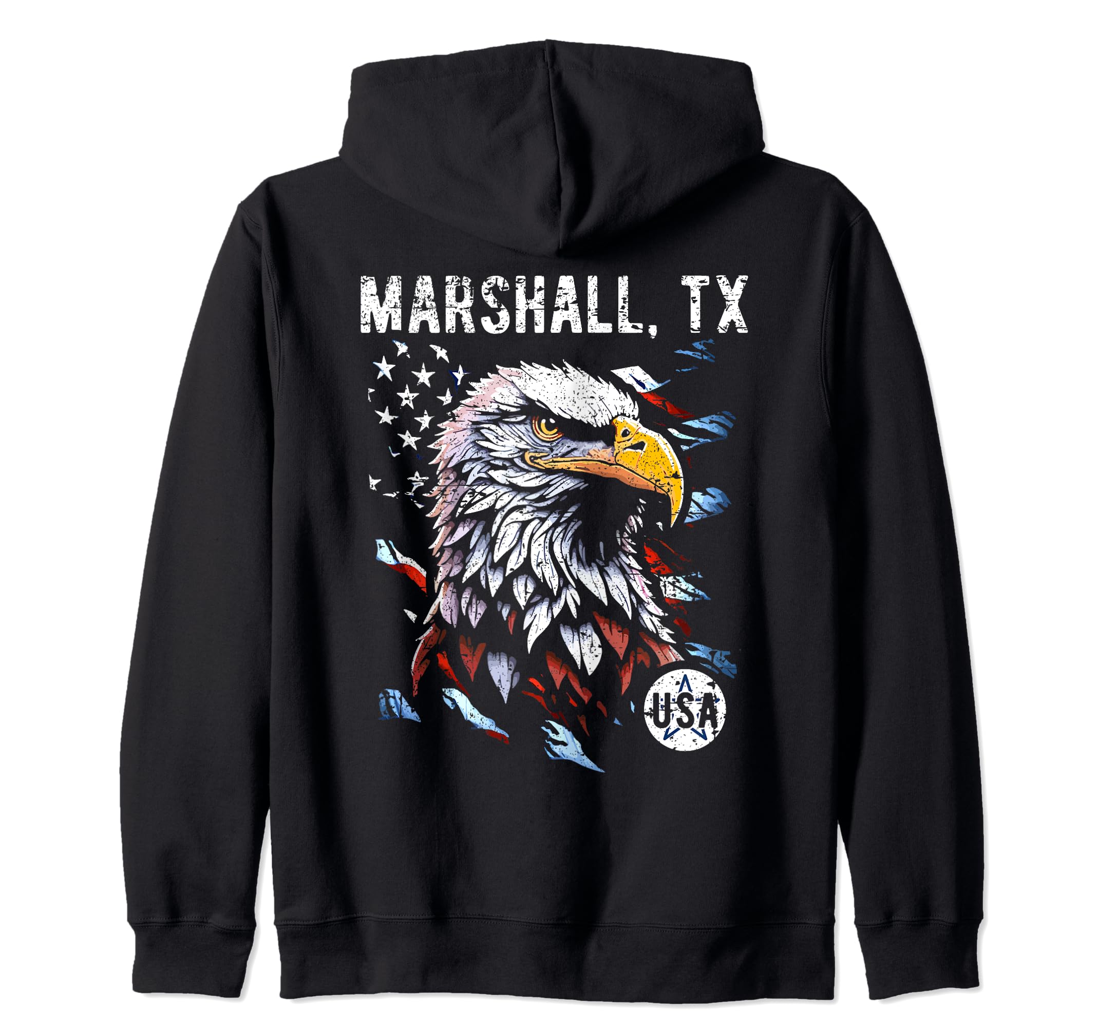 

Marshall Texas Patriotic Eagle USA Flag Vintage Design Zip Hoodie