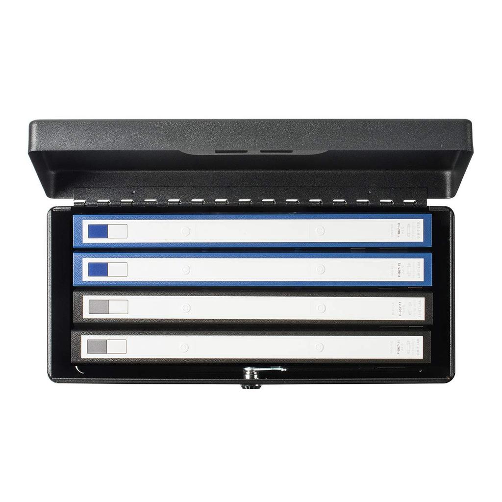 Sanwa Direct Lockable File Box, My Number Security, with Handle, Holds A4 Files, Keyless, Black, 1 Box, 200-SL063BK